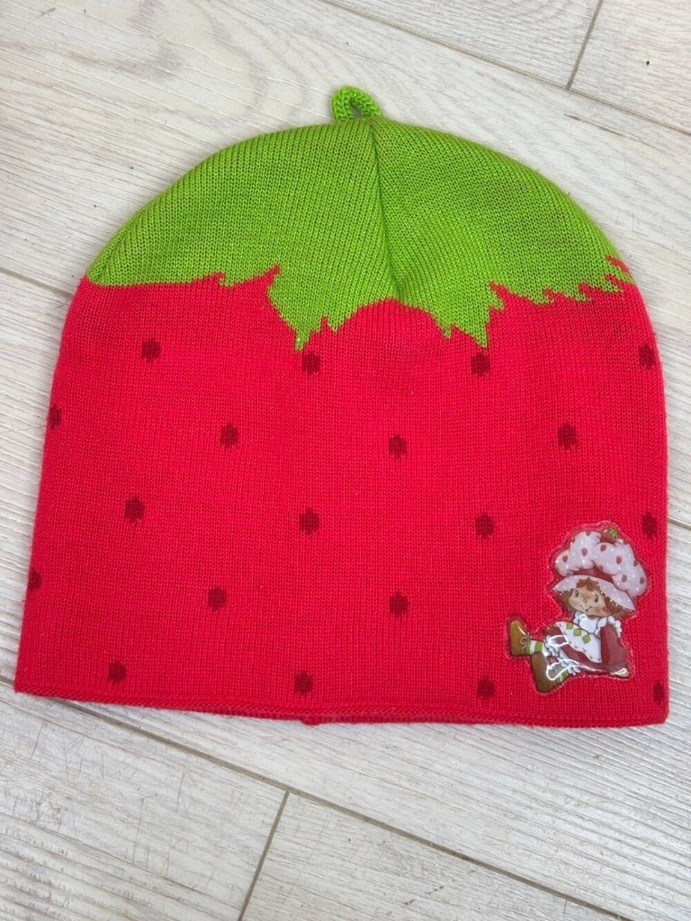 Vintage 2003 Strawberry Shortcake Knit Beanie Winter Hat Y2K Red Girls 4-16